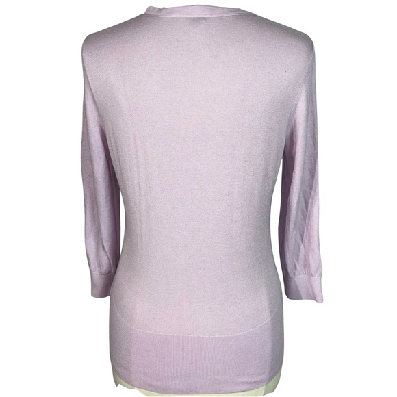 WHBM Lavender Cashmere Blend Cardigan Sweater Silver Buttons Size L - Picture 3 of 8